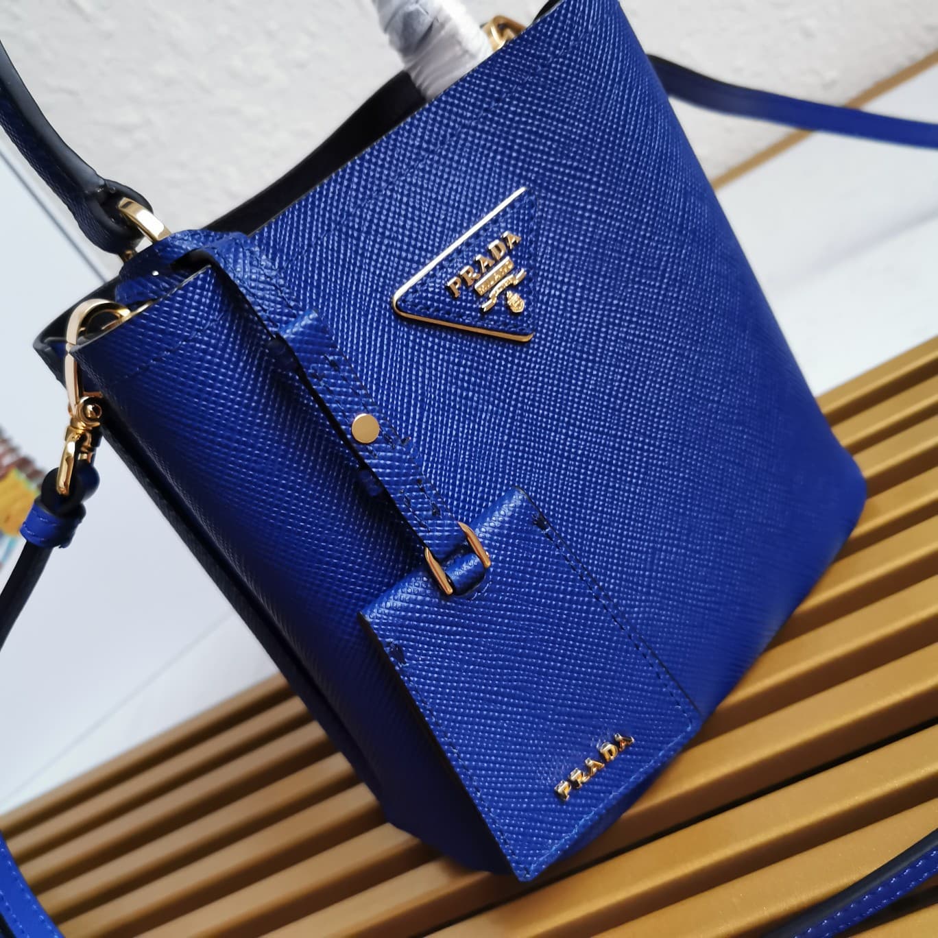 Prada Panier Saffiano leather mini-bag Royal Blue 1BA217