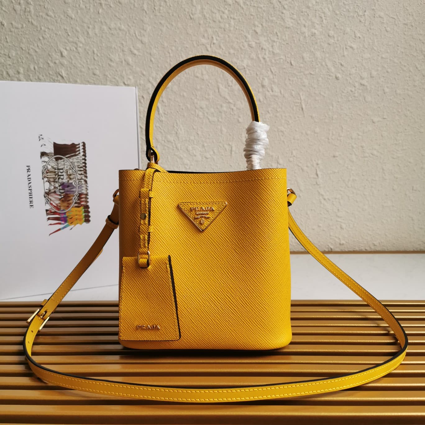 Prada Panier Saffiano leather mini-bag Yellow 1BA217