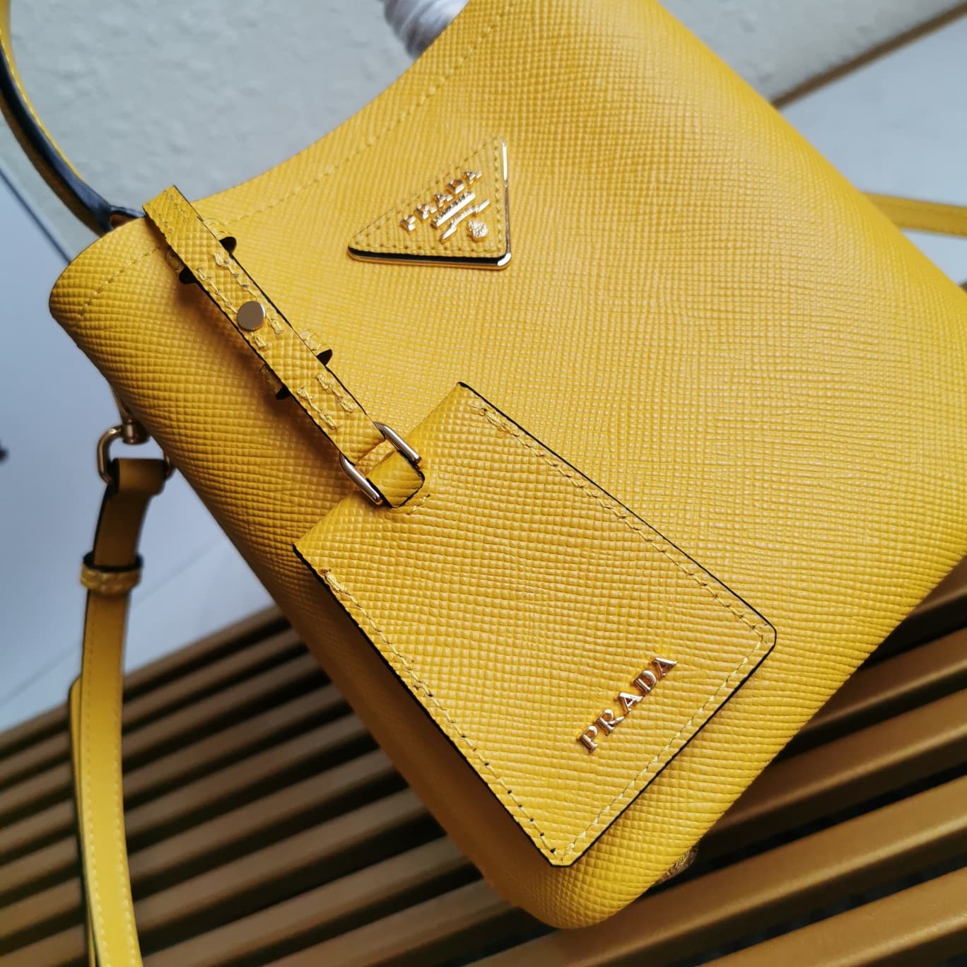 Prada Panier Saffiano leather mini-bag Yellow 1BA217