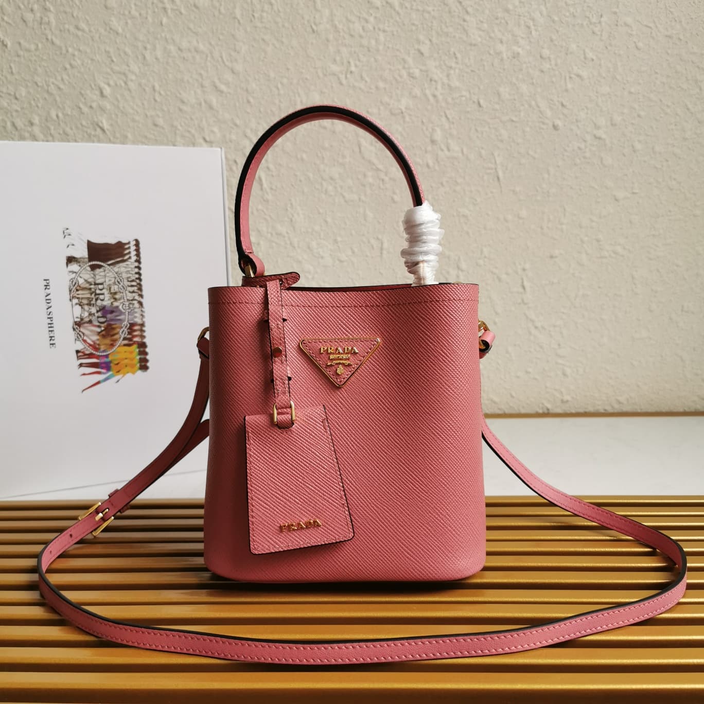 Prada Panier Saffiano leather mini-bag Dark Pink 1BA217