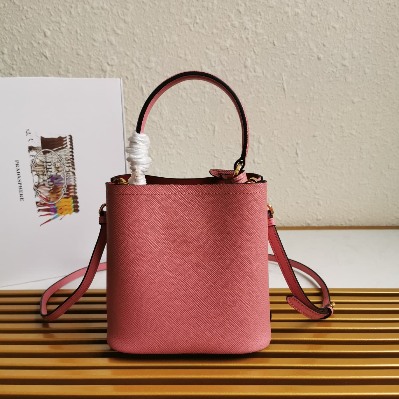 Prada Panier Saffiano leather mini-bag Dark Pink 1BA217