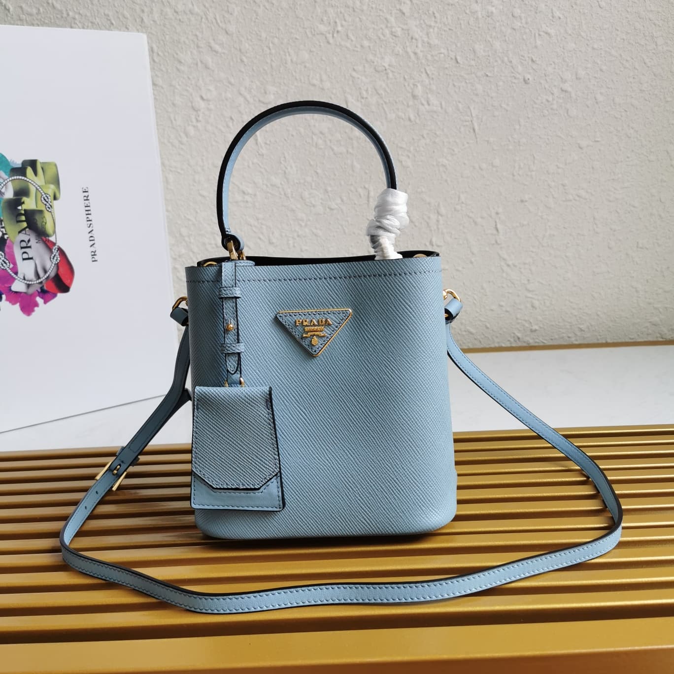 Prada Panier Saffiano leather mini-bag Blue 1BA217