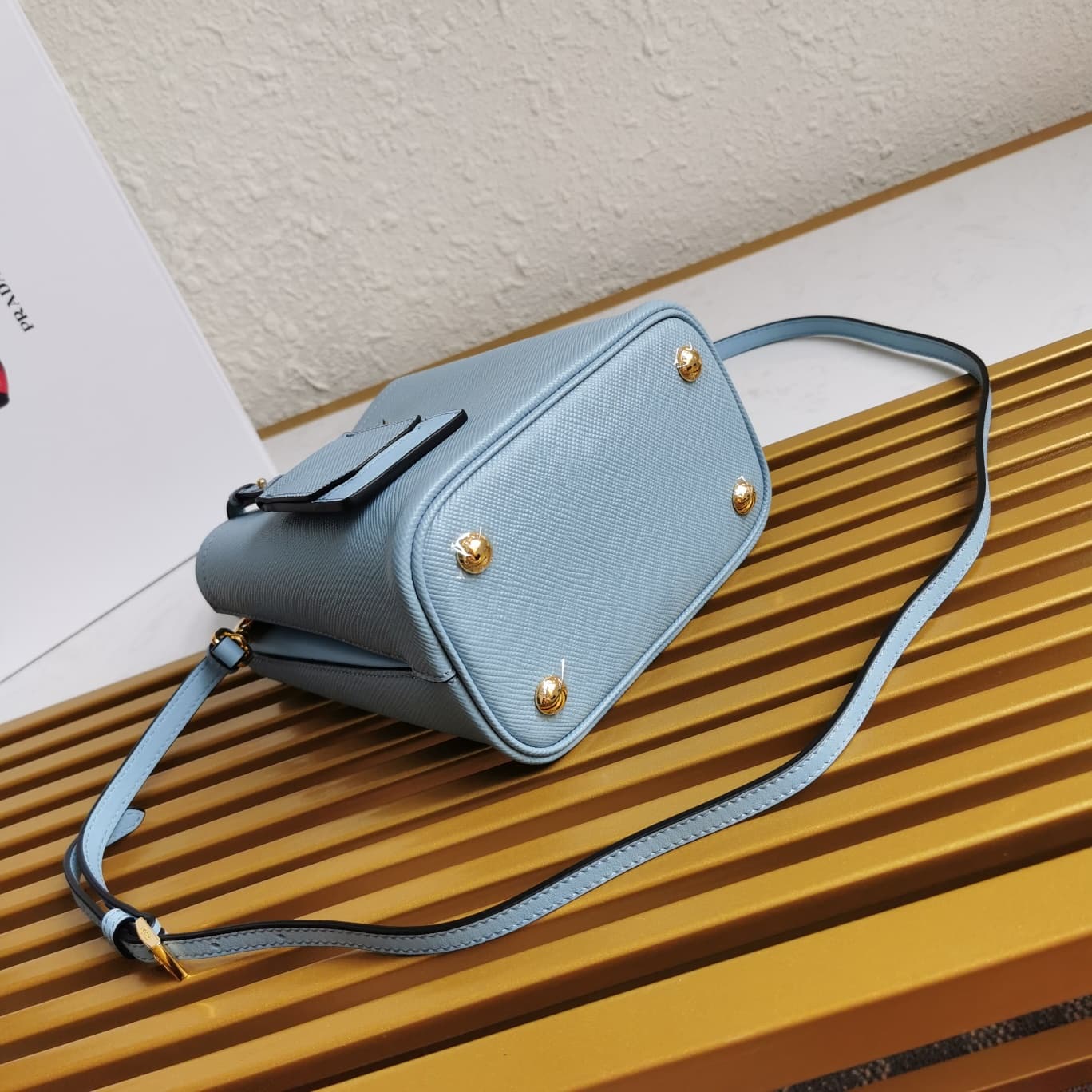 Prada Panier Saffiano leather mini-bag Blue 1BA217