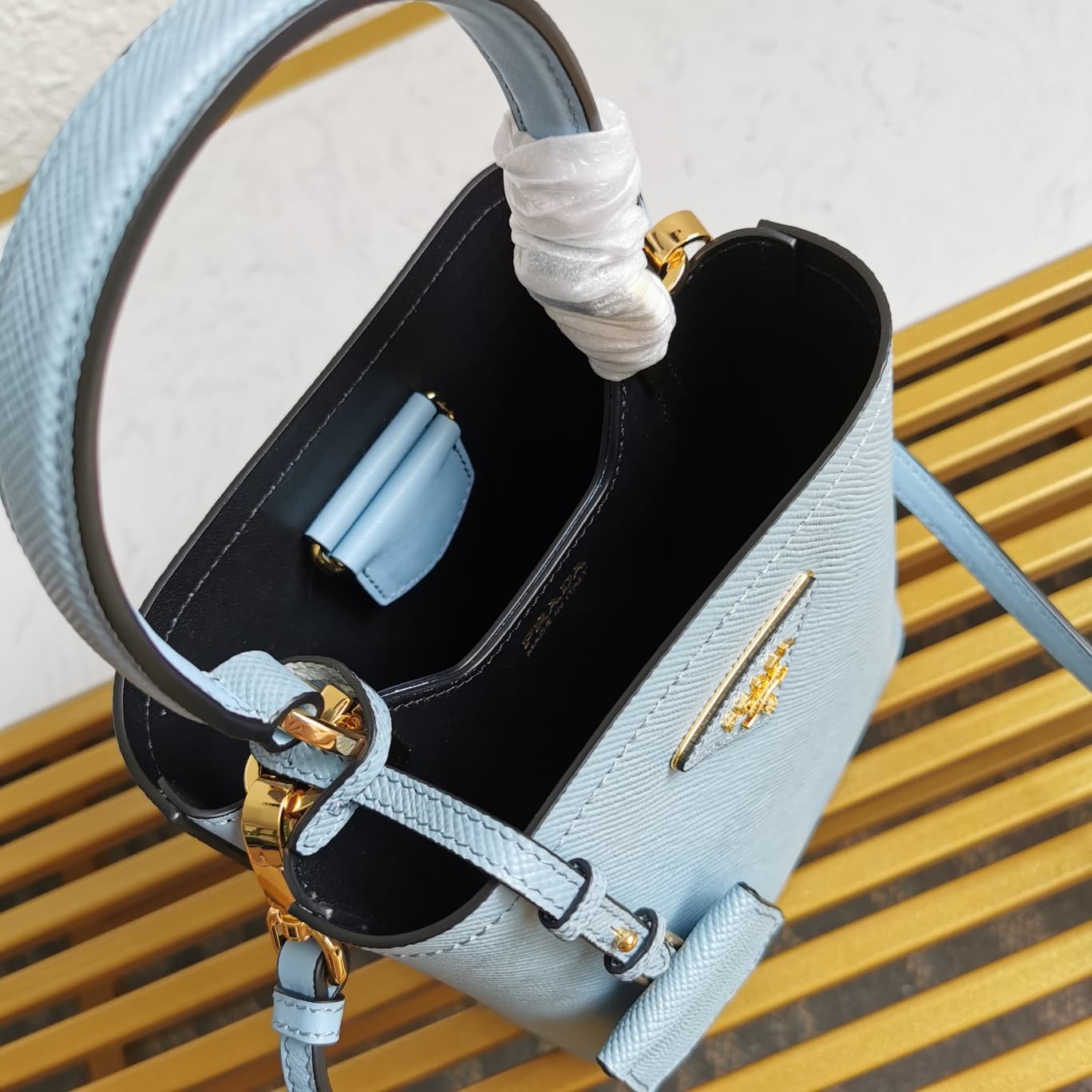 Prada Panier Saffiano leather mini-bag Blue 1BA217