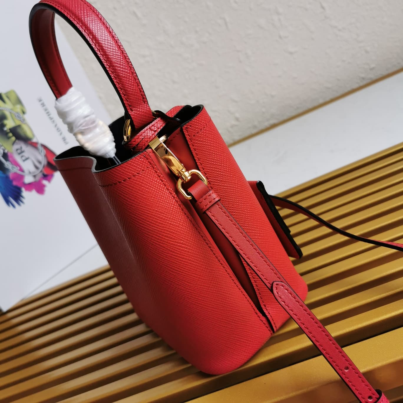 Prada Panier Saffiano leather mini-bag Red 1BA217