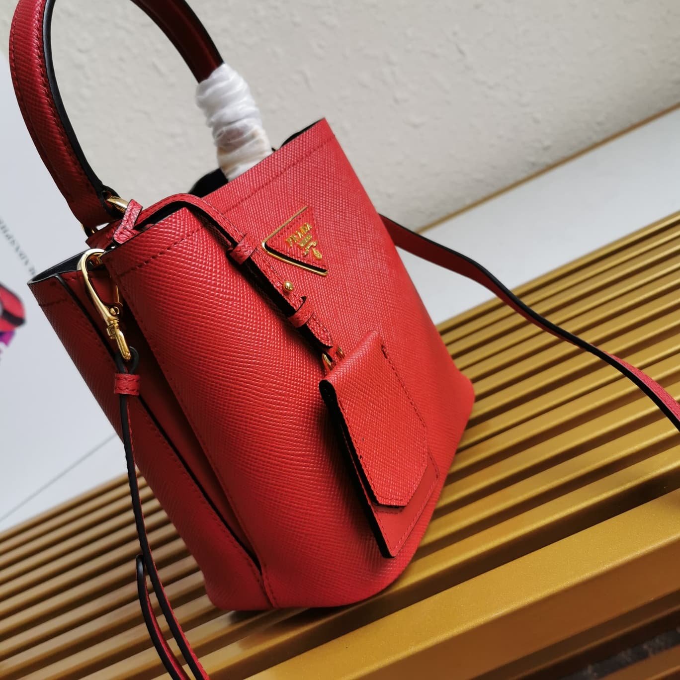 Prada Panier Saffiano leather mini-bag Red 1BA217