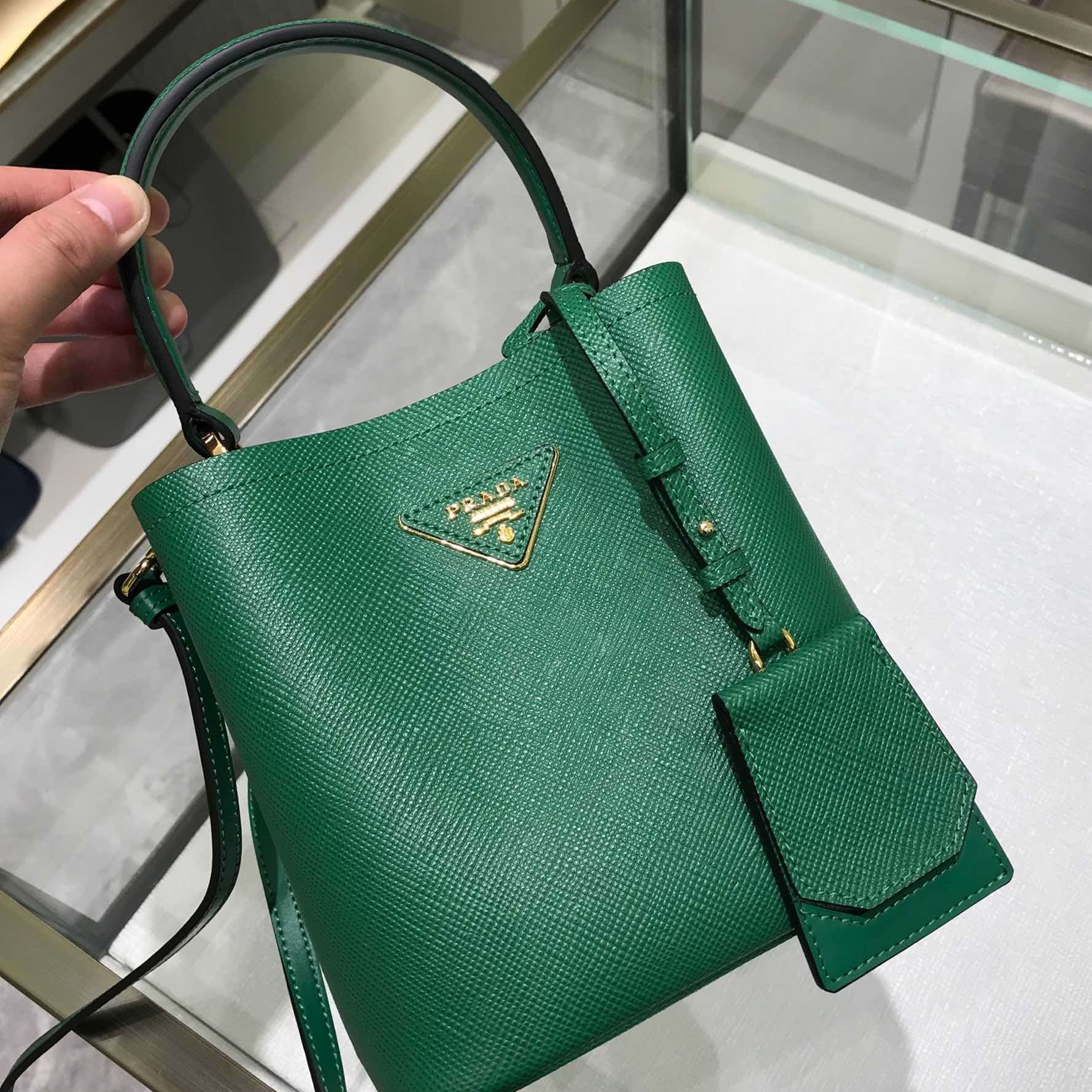 Prada Panier Saffiano leather mini-bag Green 1BA217