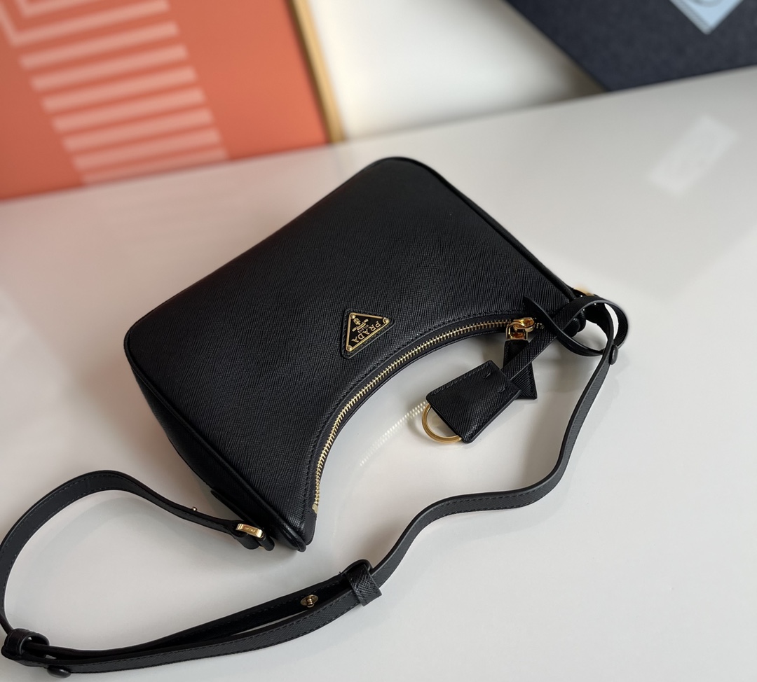 Prada Re-Edition Saffiano leather mini bag Black 1BC204