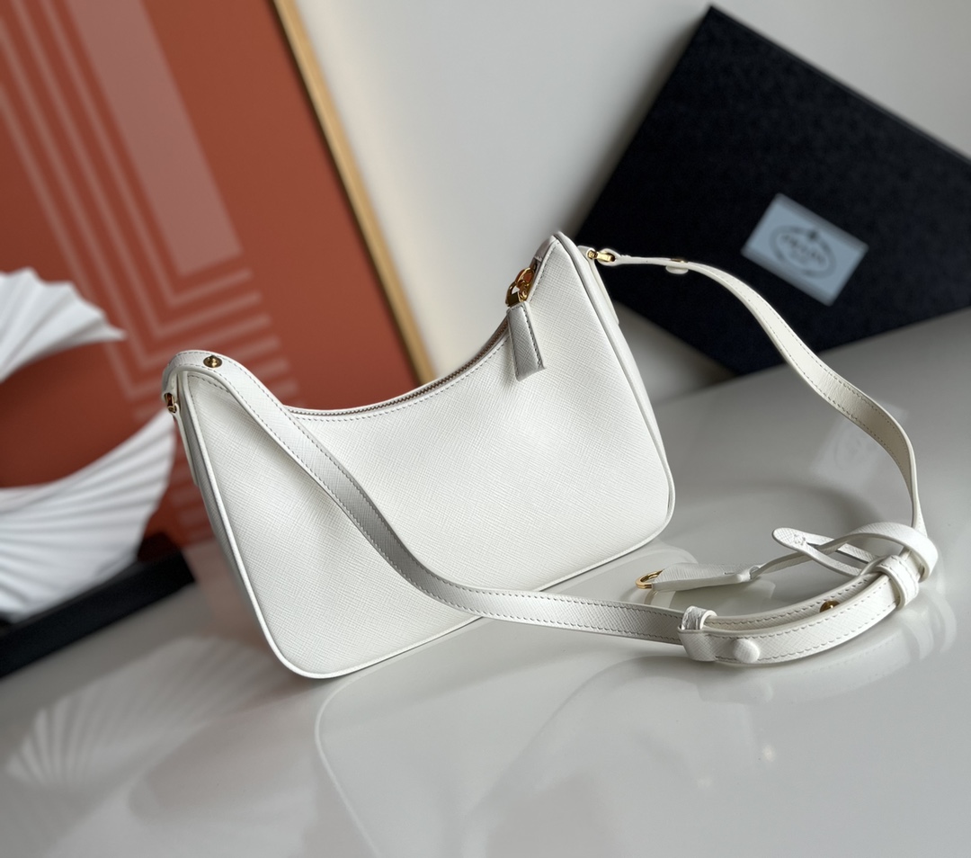 Prada Re-Edition Saffiano leather mini bag White 1BC204