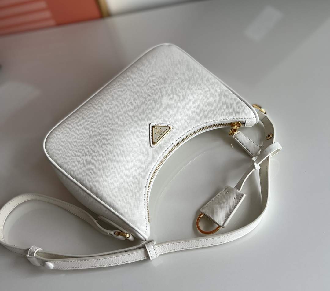 Prada Re-Edition Saffiano leather mini bag White 1BC204