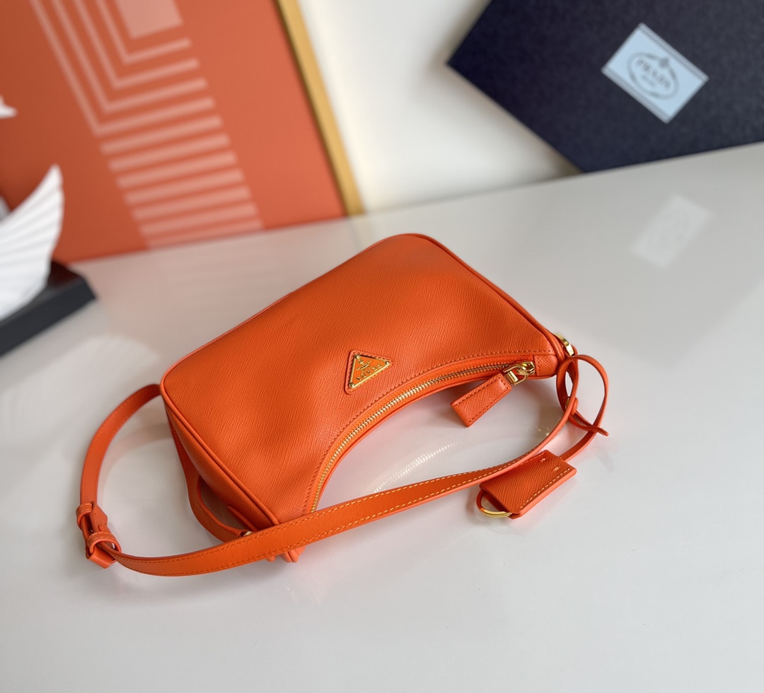 Prada Re-Edition Saffiano leather mini bag Orange 1BC204