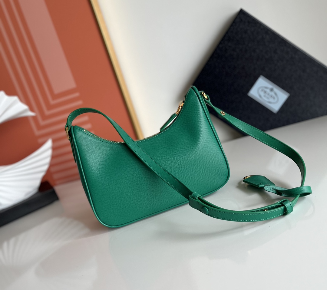 Prada Re-Edition Saffiano leather mini bag Green 1BC204