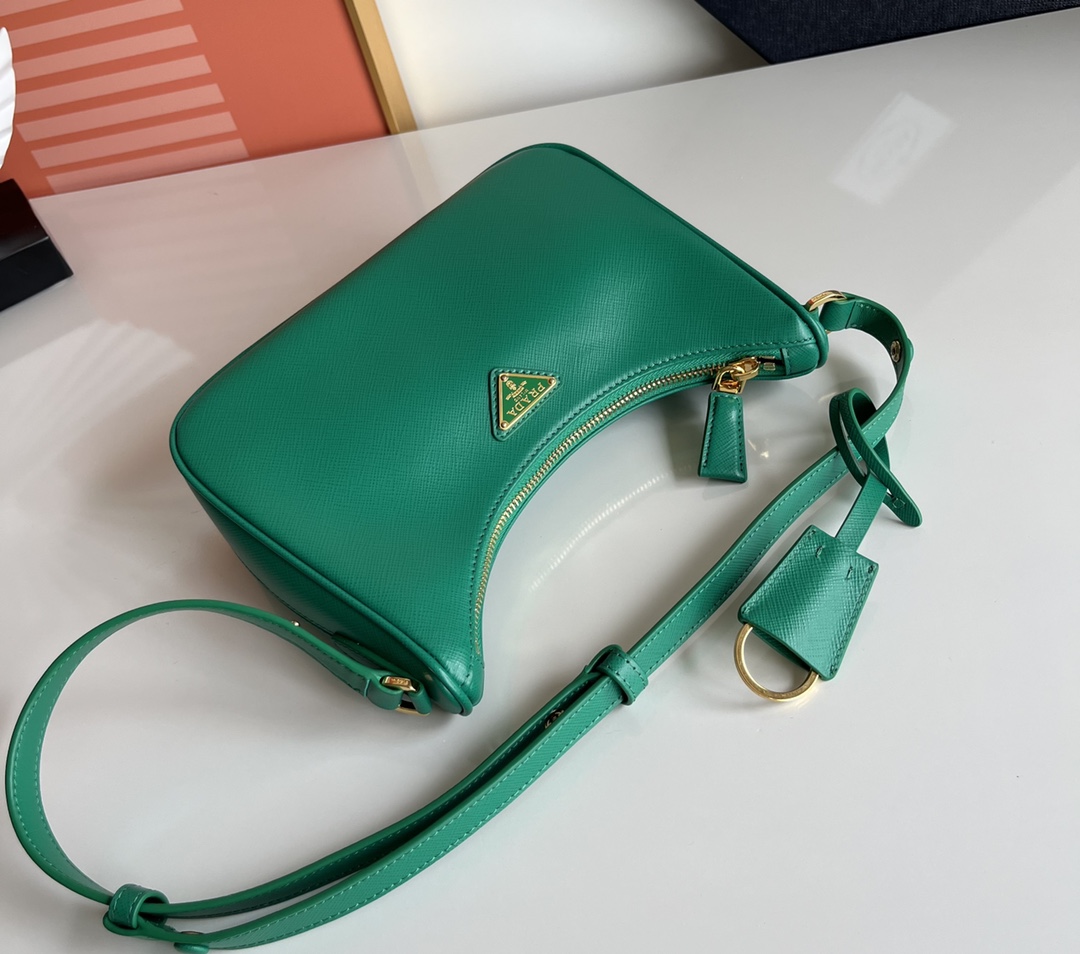 Prada Re-Edition Saffiano leather mini bag Green 1BC204