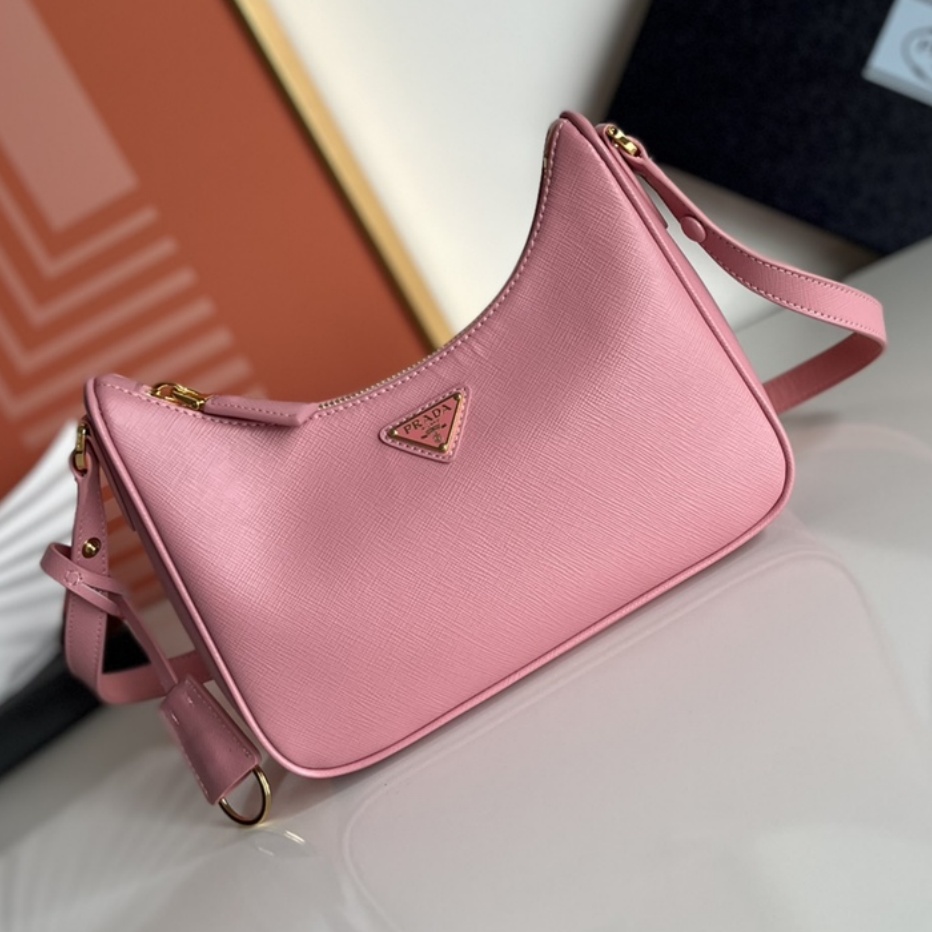 Prada Re-Edition Saffiano leather mini bag Pink 1BC204