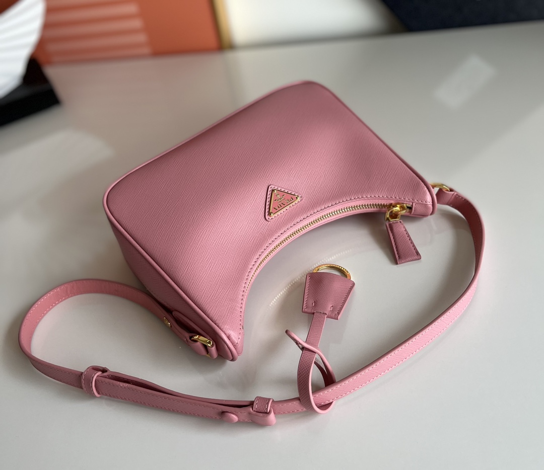 Prada Re-Edition Saffiano leather mini bag Pink 1BC204