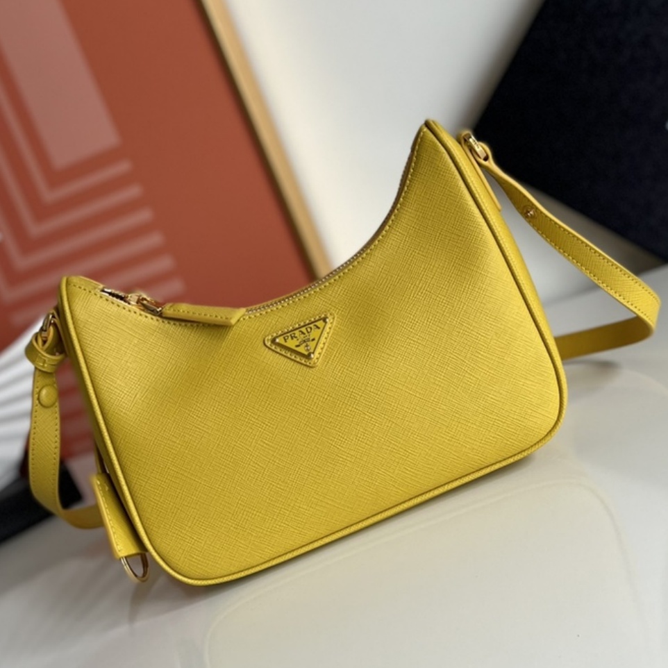 Prada Re-Edition Saffiano leather mini bag Yellow 1BC204