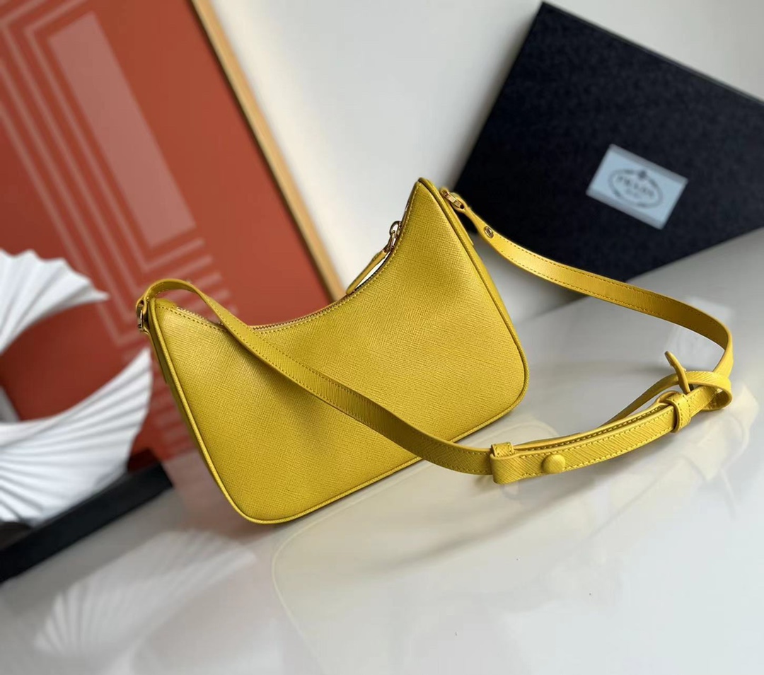 Prada Re-Edition Saffiano leather mini bag Yellow 1BC204