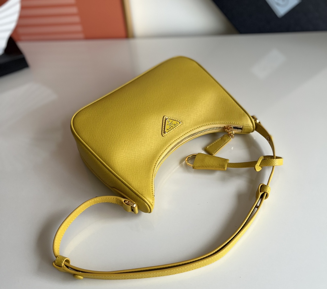 Prada Re-Edition Saffiano leather mini bag Yellow 1BC204