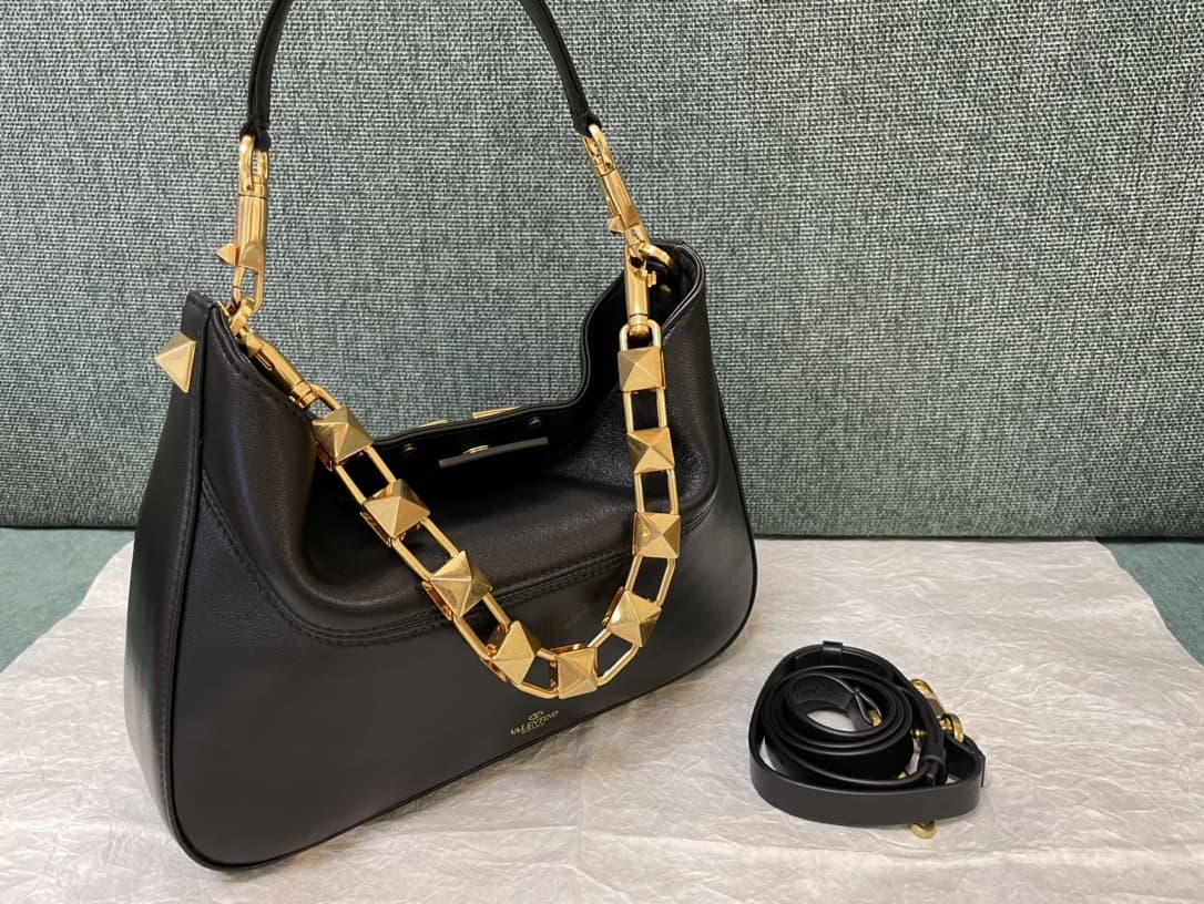 Valentino Valentino Garavani Nappa Leather Stud Sign Hobo Bag VA0023