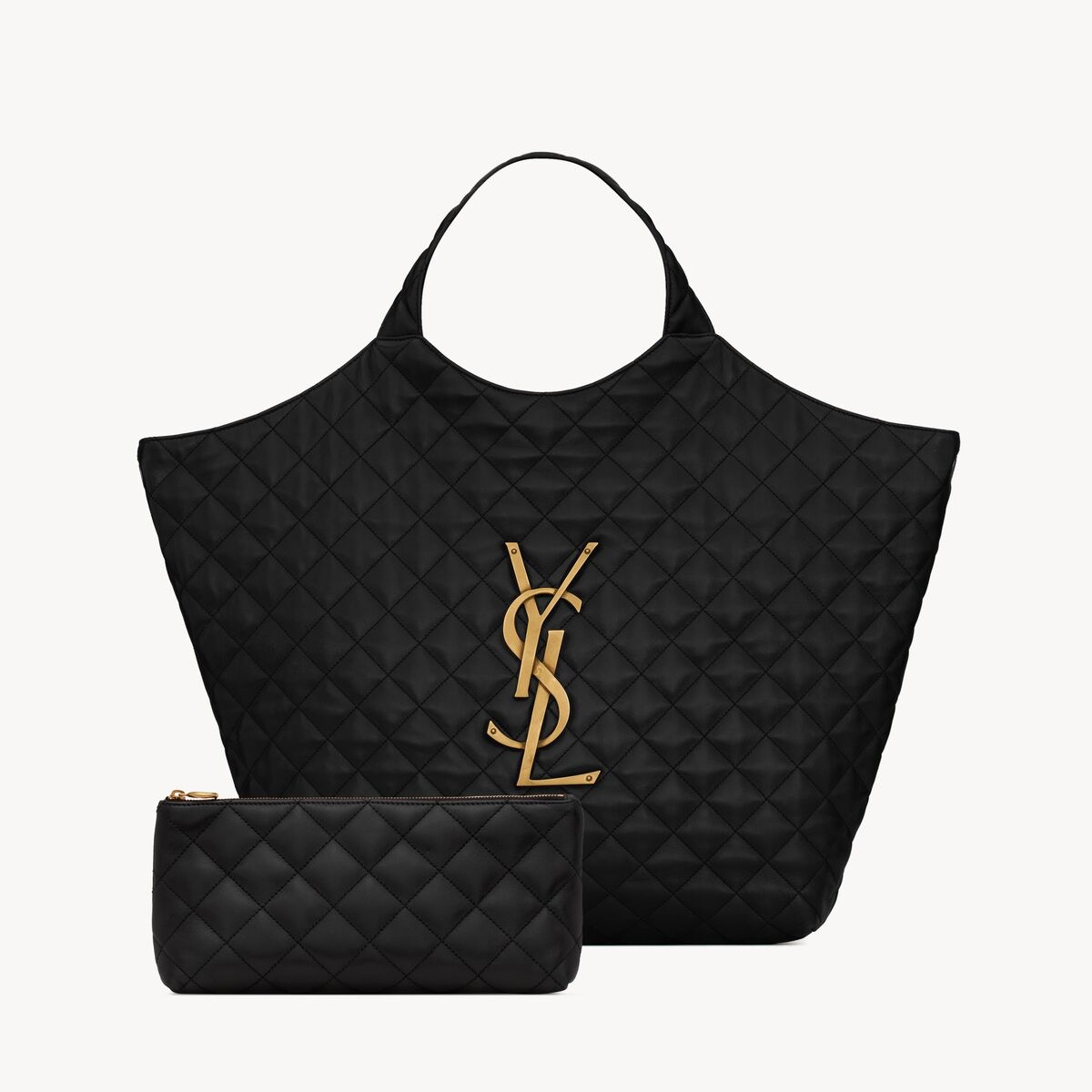 YSL ICARE maxi shopping bag in quilted lambskin Black 698651